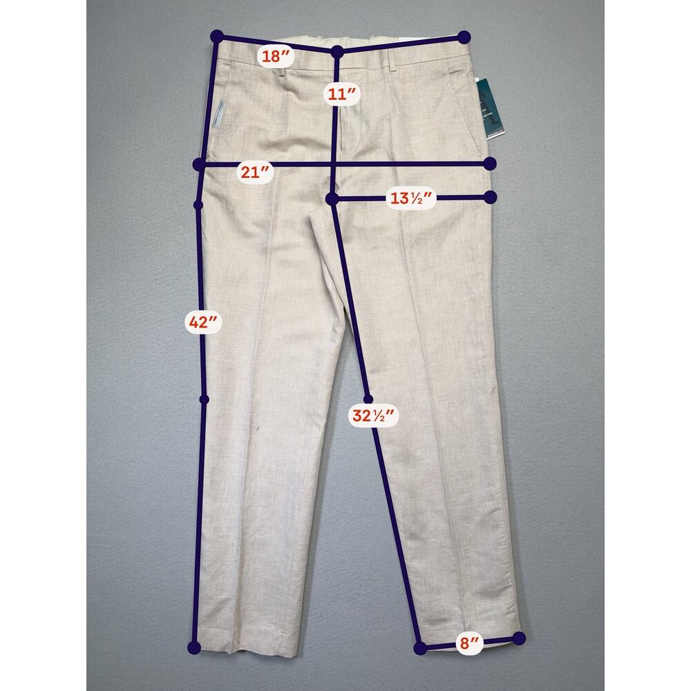 Perry Ellis Men's Modern-Fit Linen/Cotton Dress Pants Off white 34x32 $95 - Picture 3 of 14
